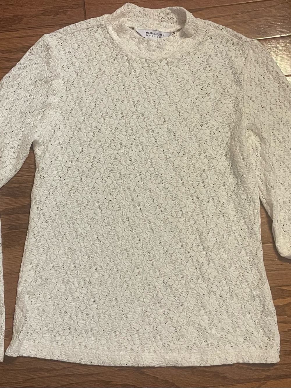 MODERNSUPPLY by SANCTUARY White Lace Long Sleeve Pullover